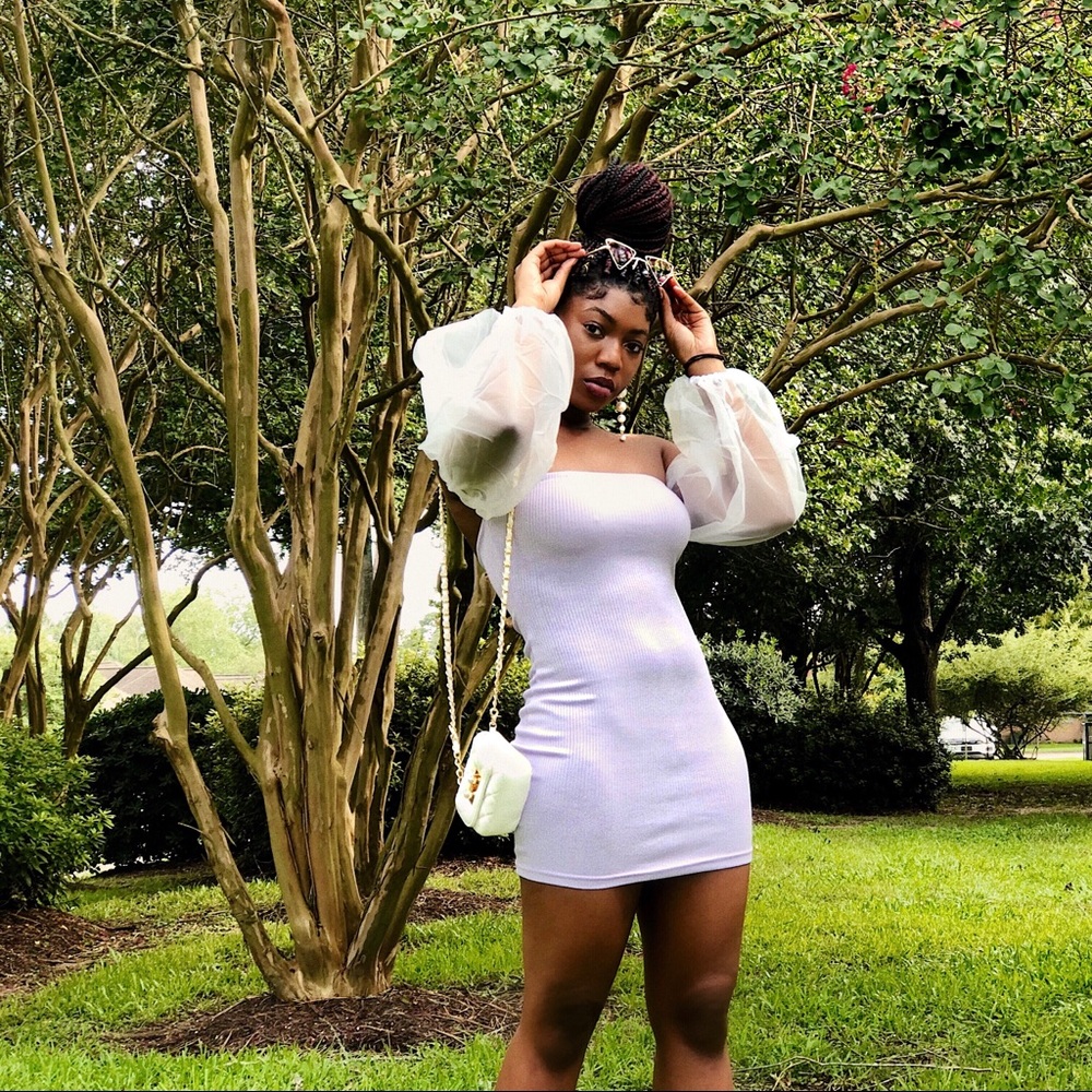 Puff sleeve mini dress